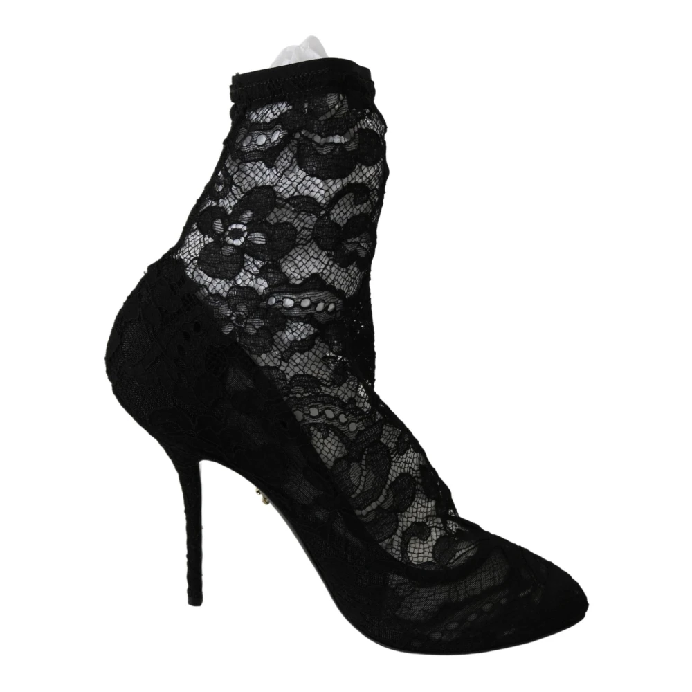 Dolce & Gabbana Zwarte Kant Taormina Hoge Hakken Black Dames