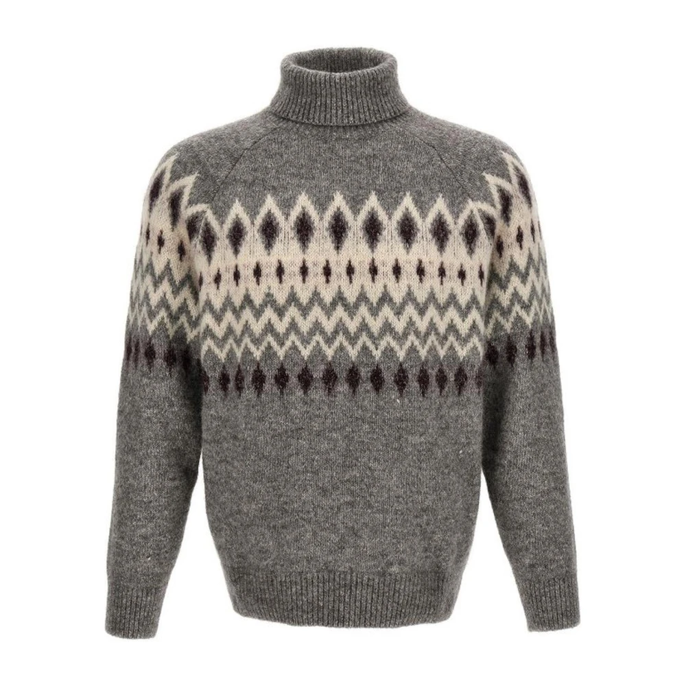 Brunello Cucinelli Men's Gray Mso504303 Turtleneck Sweater
