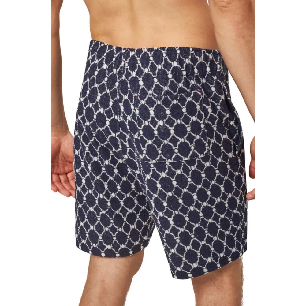 Orlebar Brown Midnight Navy Geo Tile Gebreide Shorts Blue Heren