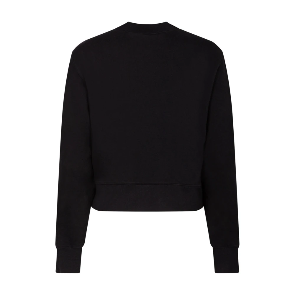 Palm Angels Zwarte Cropped Sweatshirt met Borduursels Black Dames