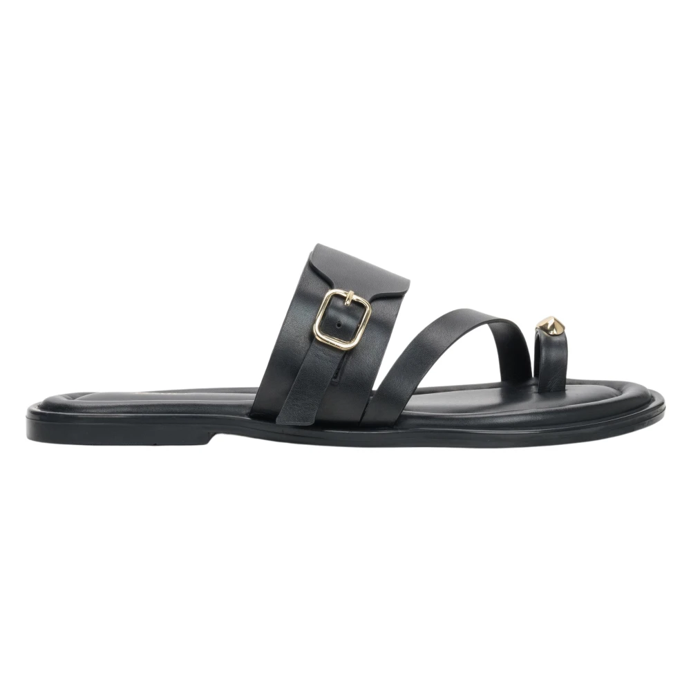 Estro Black Leather Mules - Female - Sliders - 5 Uk - Shoes