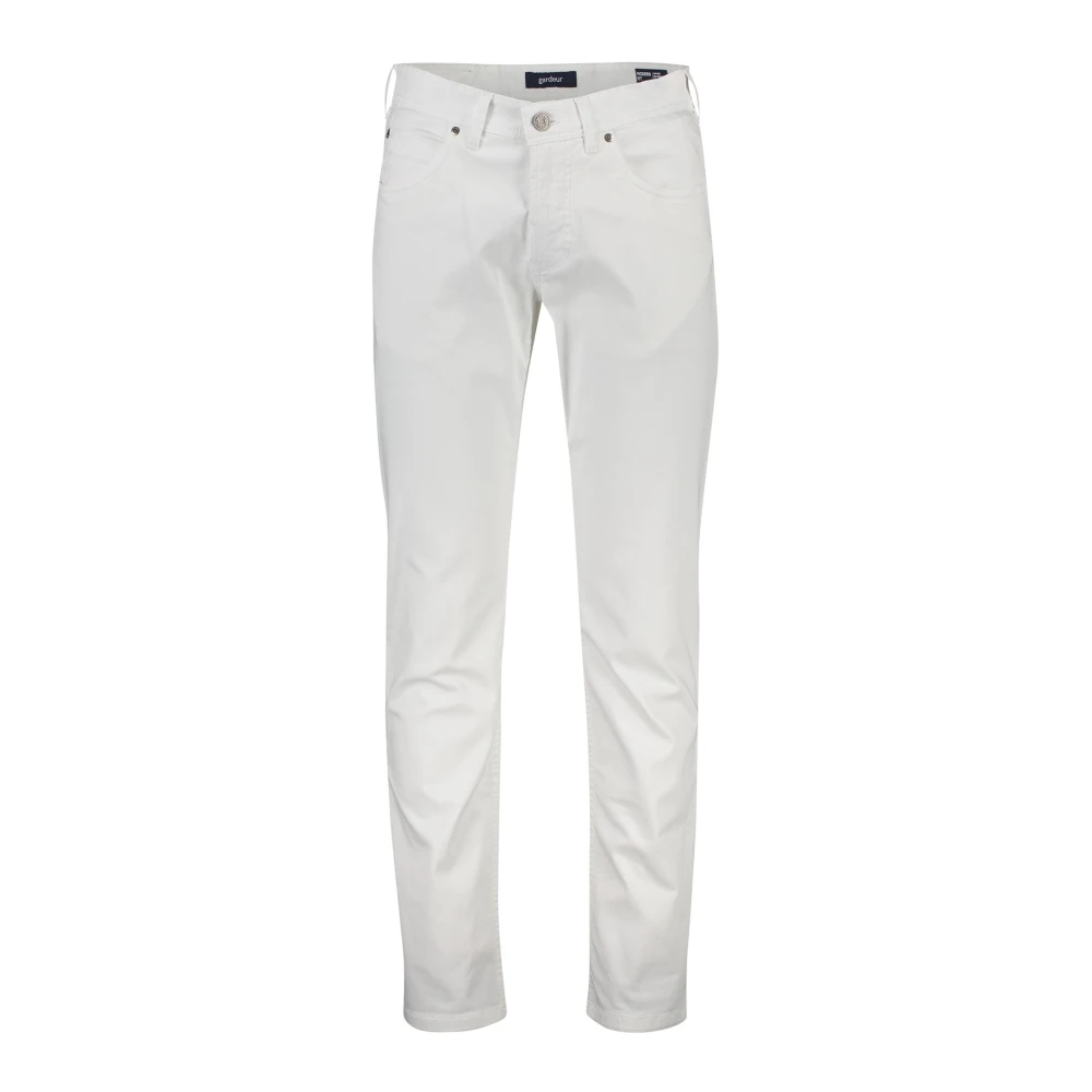 Gardeur Witte Denim Jeans White Heren