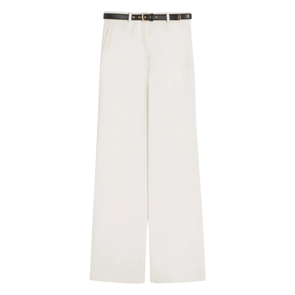Max Mara Studio Beige Wide Trousers, Female, M, Cady Trousers