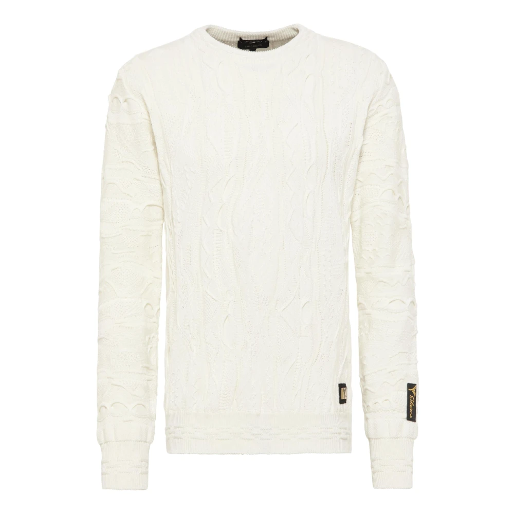 Carlo Colucci Men's White Solid Color Edizione Knit Sweater Constantini