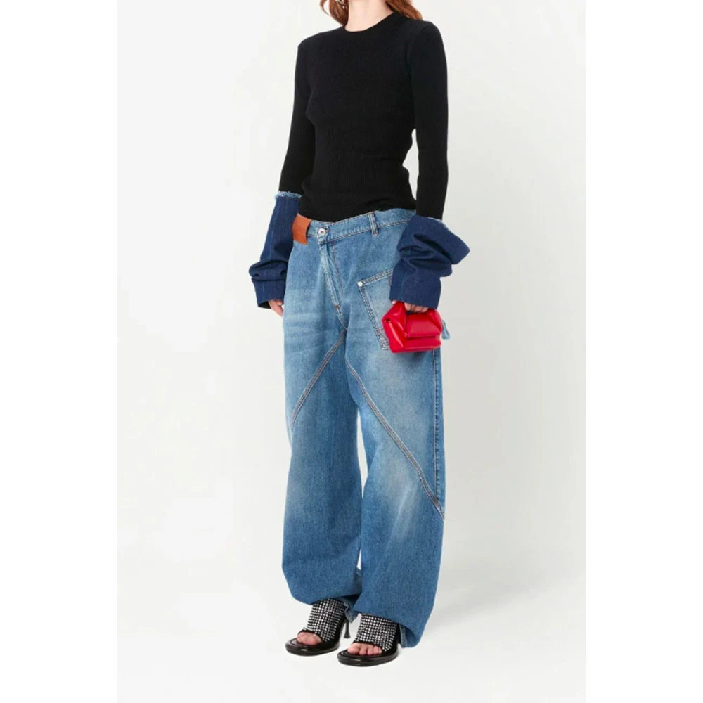 JW Anderson Geborduurd Logo Denim Jeans Blue Dames