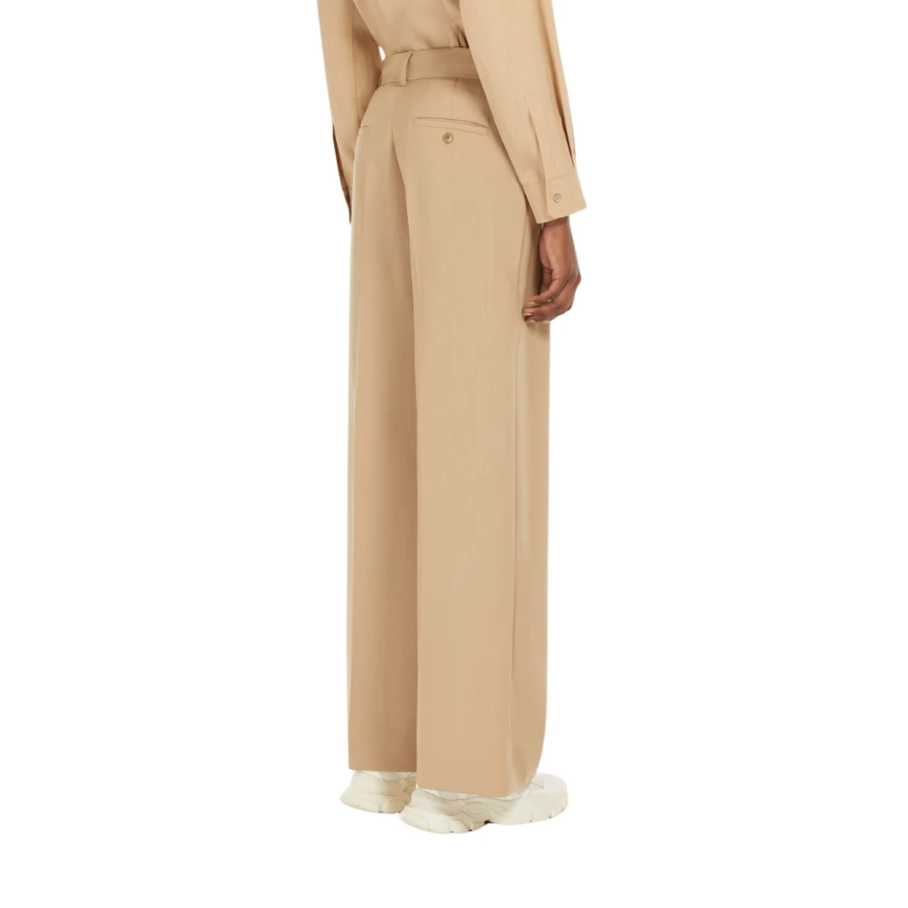 Max Mara Visivo Wijde Pijp Wollen Broek Beige Dames