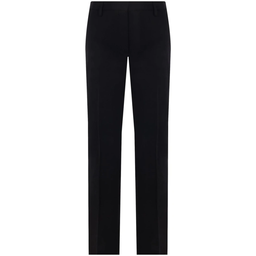 Dries Van Noten Zwarte rechte pijp wollen gabardine broek Black Dames
