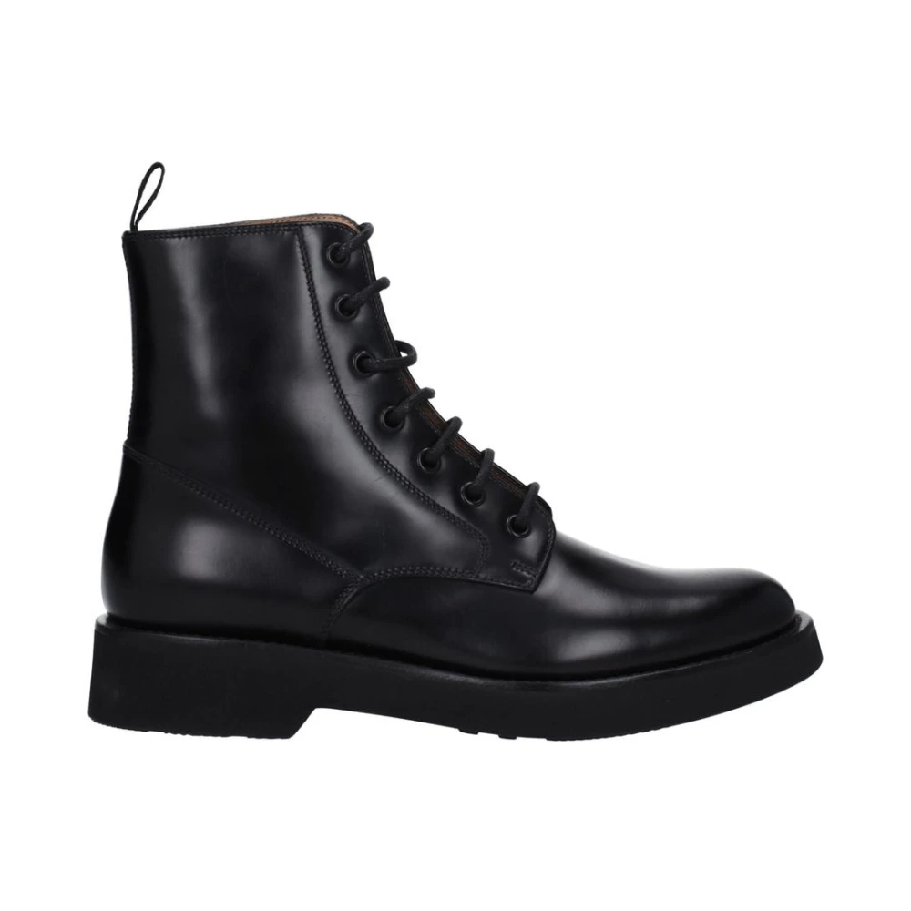 Church's Women's Black Lace-Up Boots, 4 Uk, Vintage Leather Ankle Boots