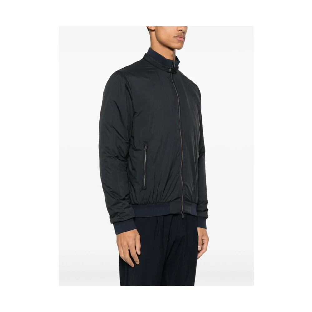 Herno Midnight Blue Zip-Front Ribgebreid Jasje Blue Heren