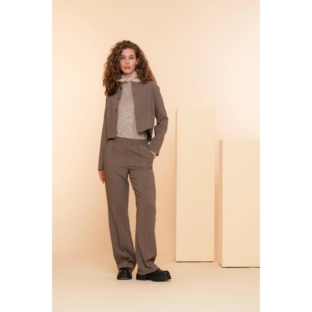 Geisha Bomber Kraag Vest Jas Taupe Beige Dames