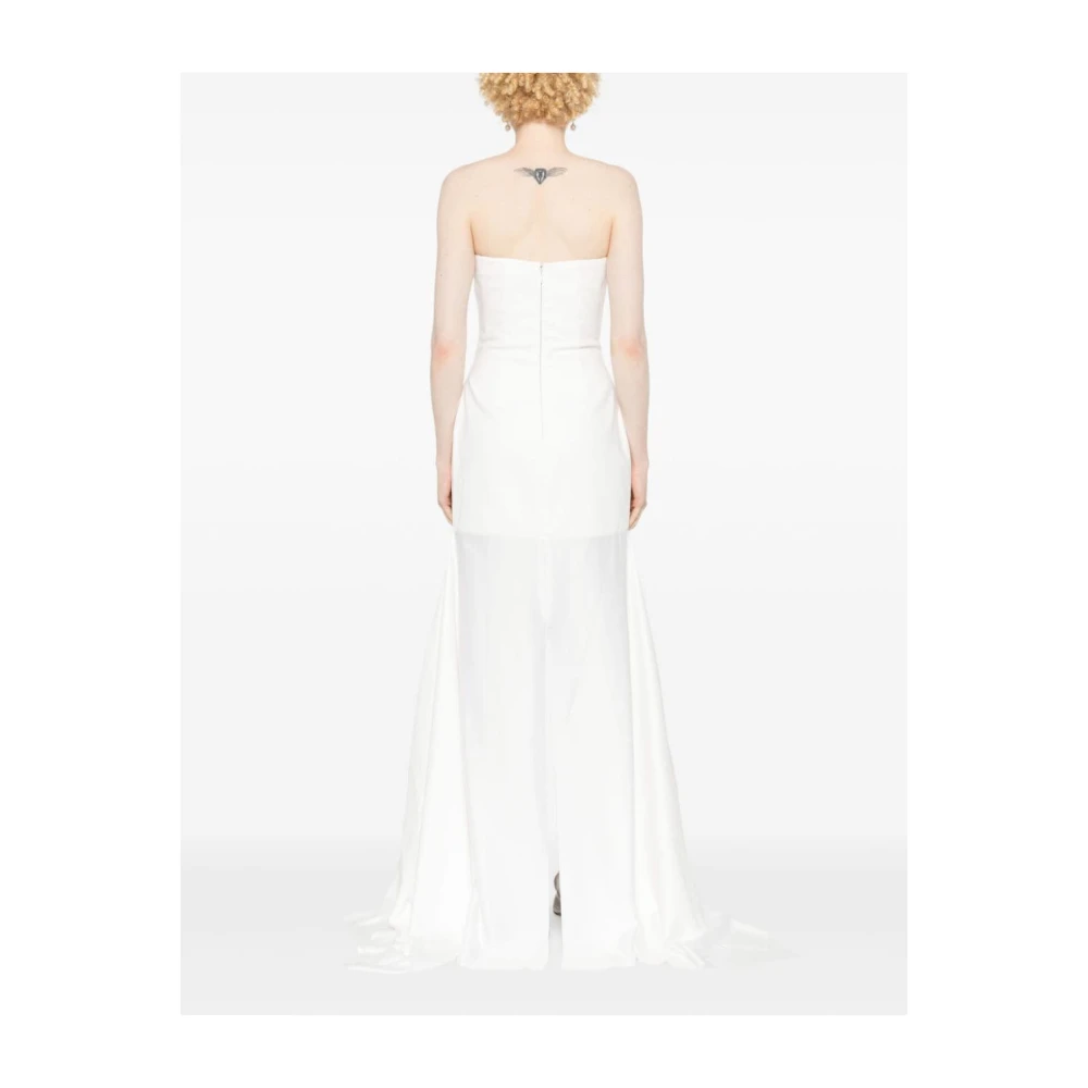 Solace London Witte Gedrapeerde Vierkante Hals Jurk White Dames