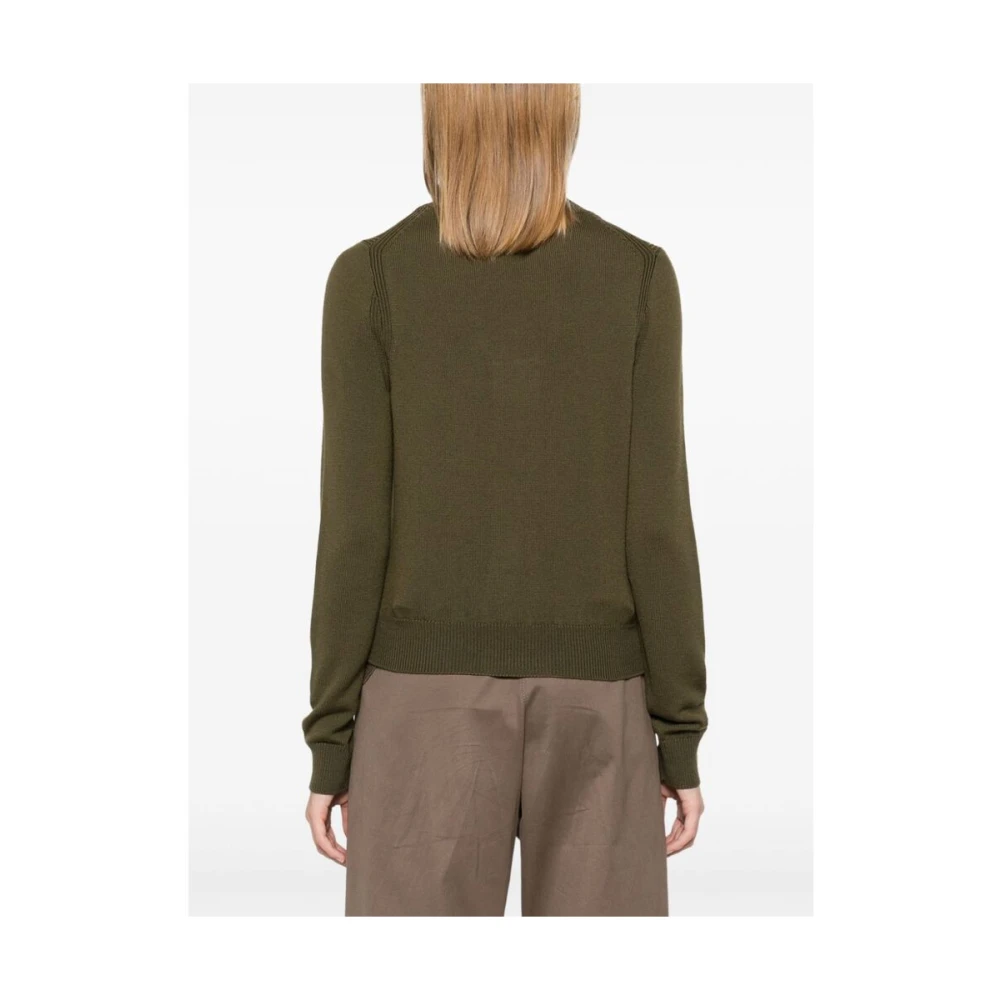 Staud Khaki Merino Wol Gebreide V-Hals Trui Green Dames