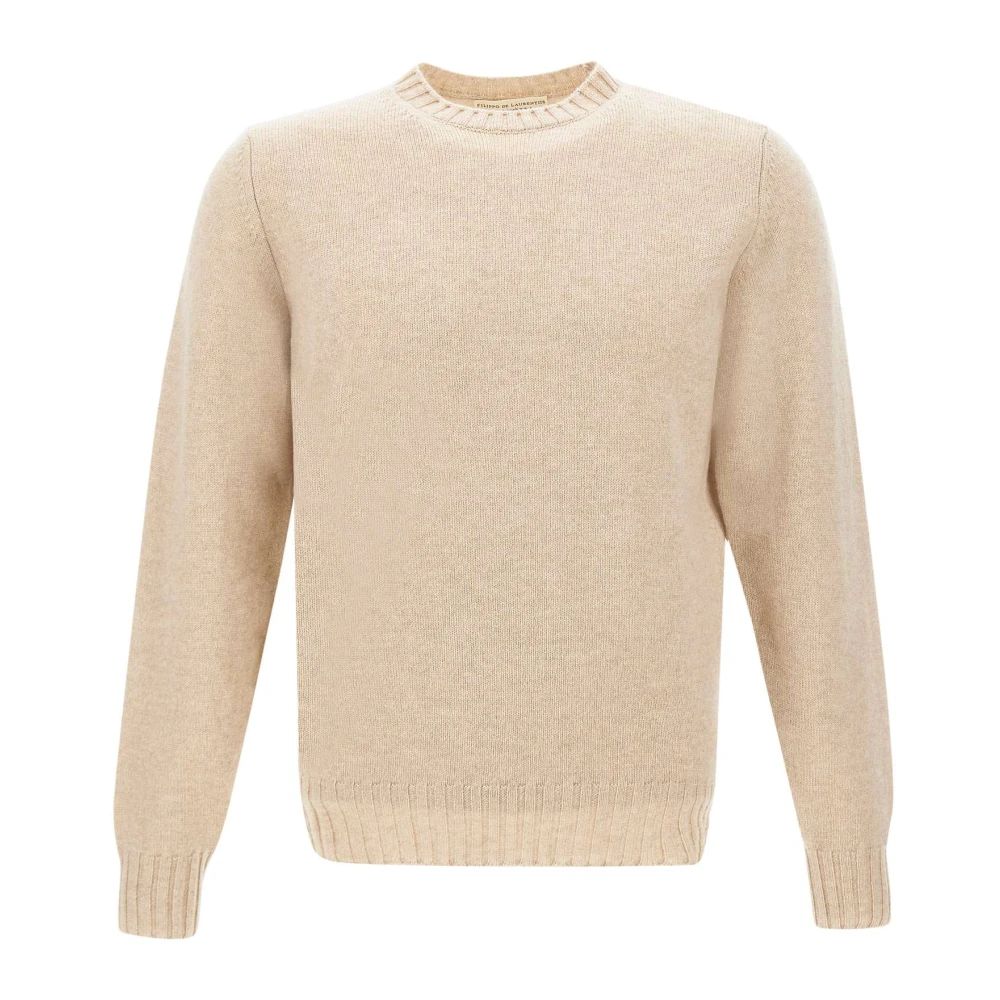 Filippo De Laurentiis Beige Wol Kasjmier Crew Neck Sweater Beige Heren