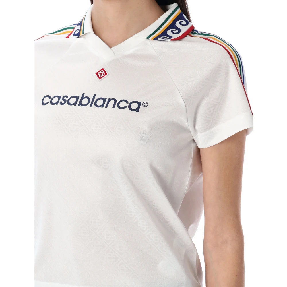 Casablanca Wit Jacquard Monogram Voetbal T-shirt White Dames