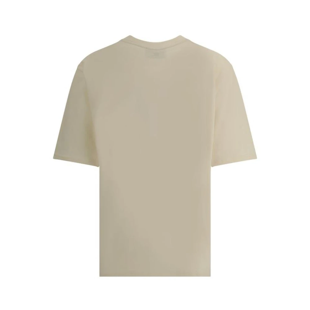 Ami Paris Geborduurd Monogram Katoenen T-shirt Beige Dames