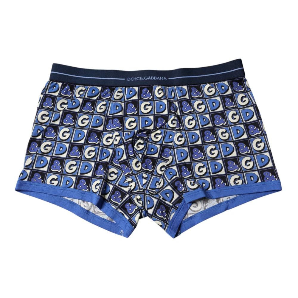 Dolce & Gabbana Men's Blue Cotton Boxer Briefs With Logo