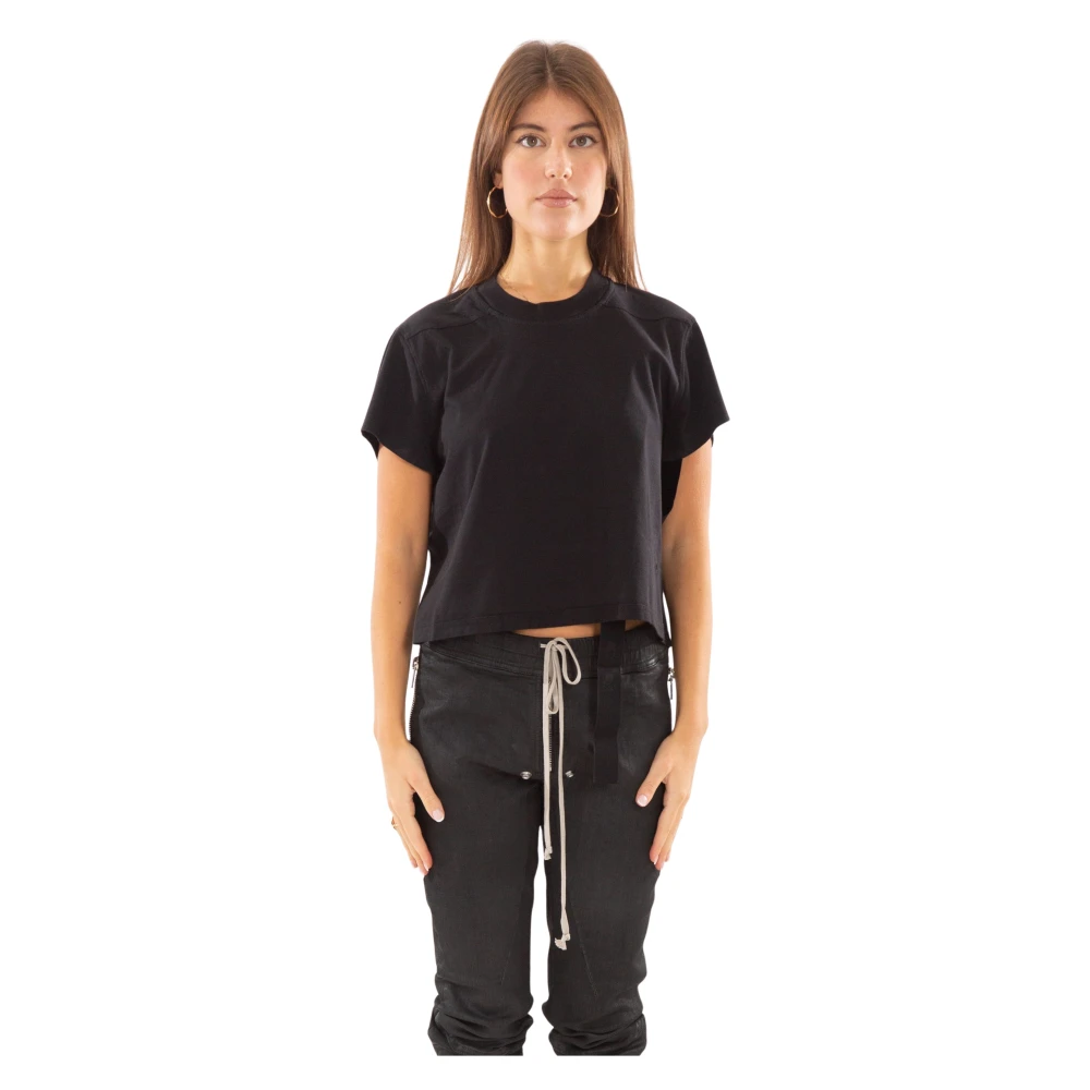 Rick Owens Jersey Tee met Cropped Stijl Black Dames