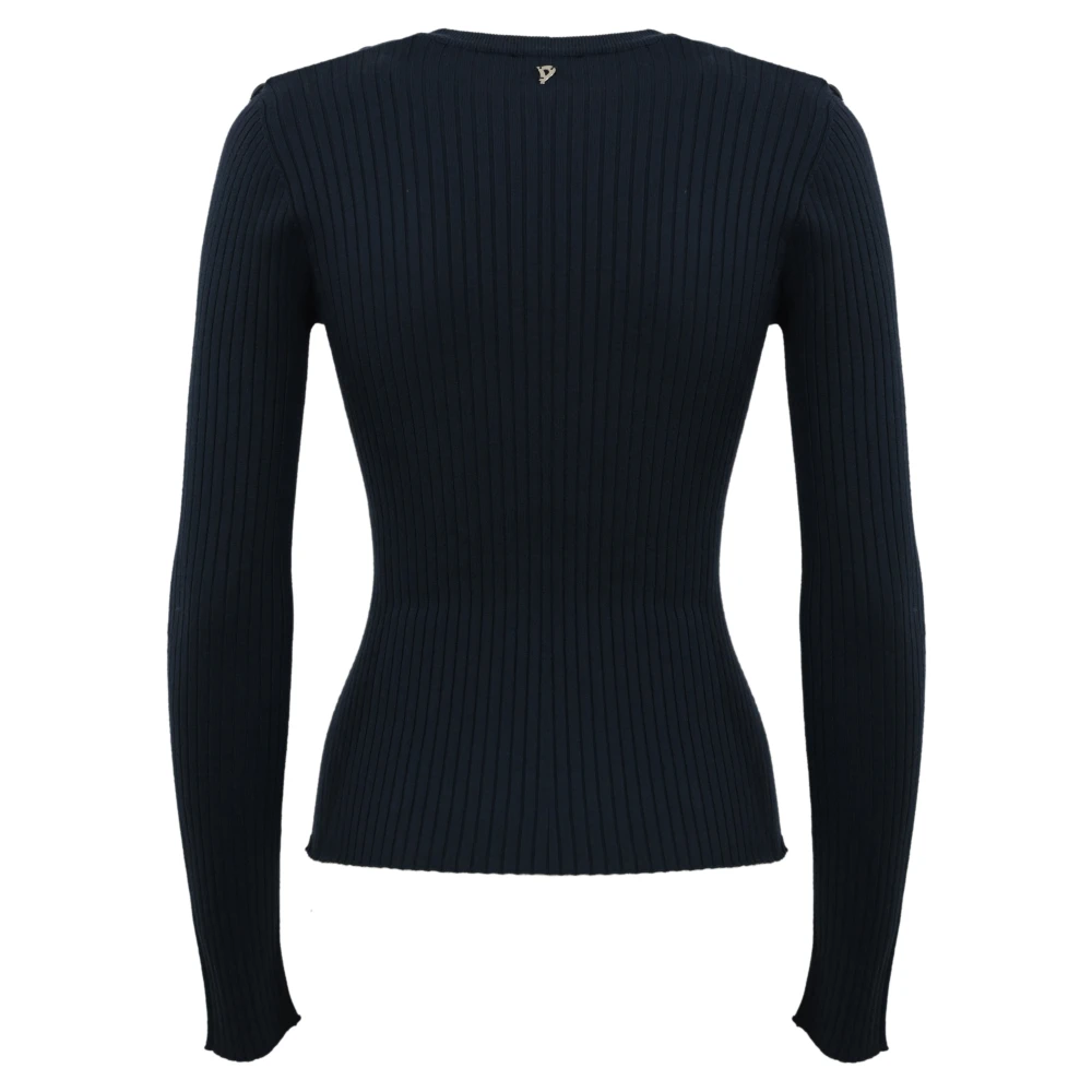 Dondup Geribbelde stretch viscose trui Blue Dames