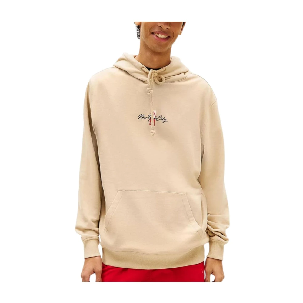 Tommy Hilfiger Men's Beige Back Graphic Terry Hoody - Hoodies - S - Sweatshirts & Hoodies