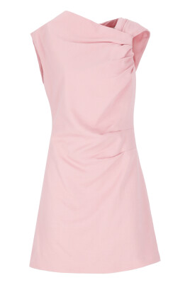 robe-rose-en-viscose-avec-drape-lateral