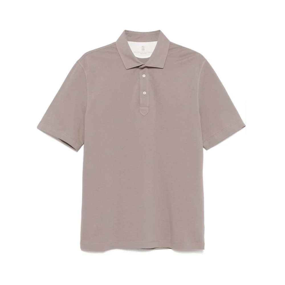 BRUNELLO CUCINELLI Taupe Grijze Polo Sweater met Knopen Gray Heren