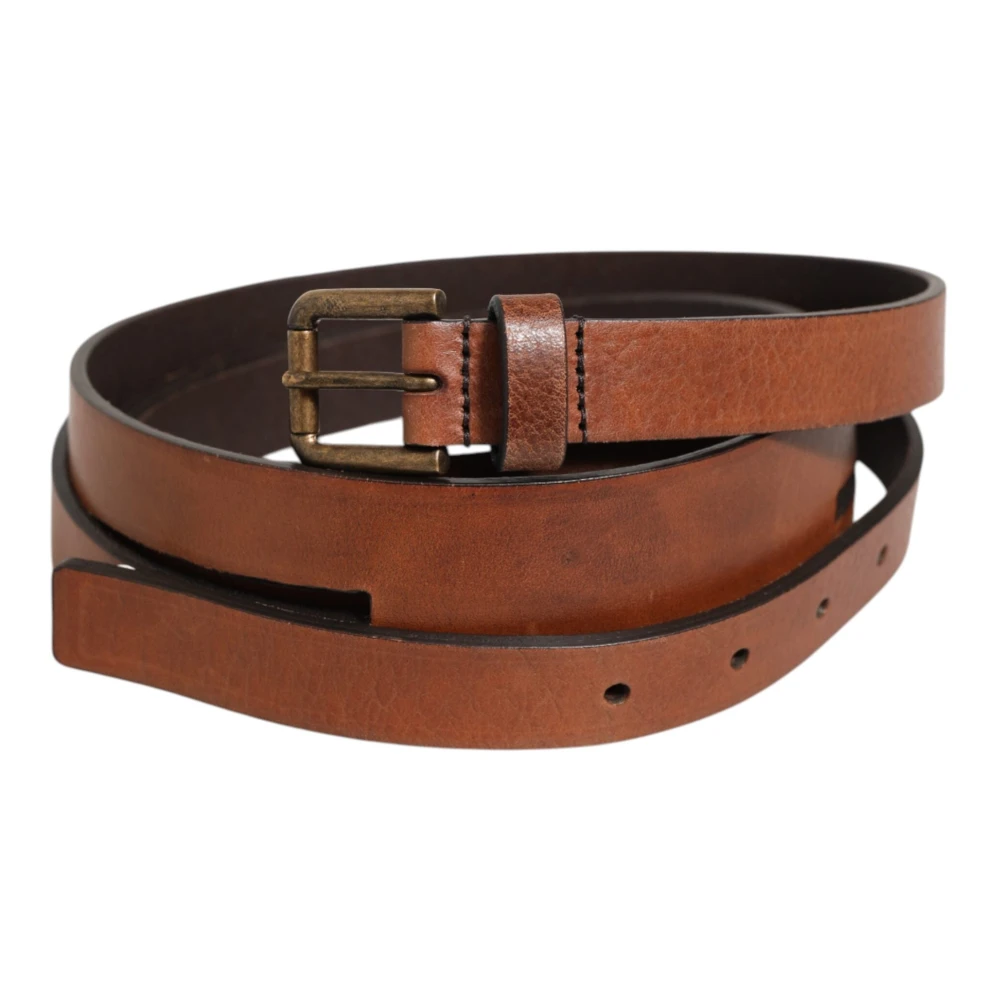 Dolce & Gabbana Men's Gold Double Strap Leather Buckle Belt