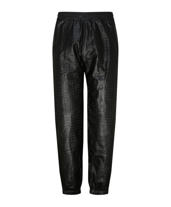 embossed-logo-leather-jogging-pants