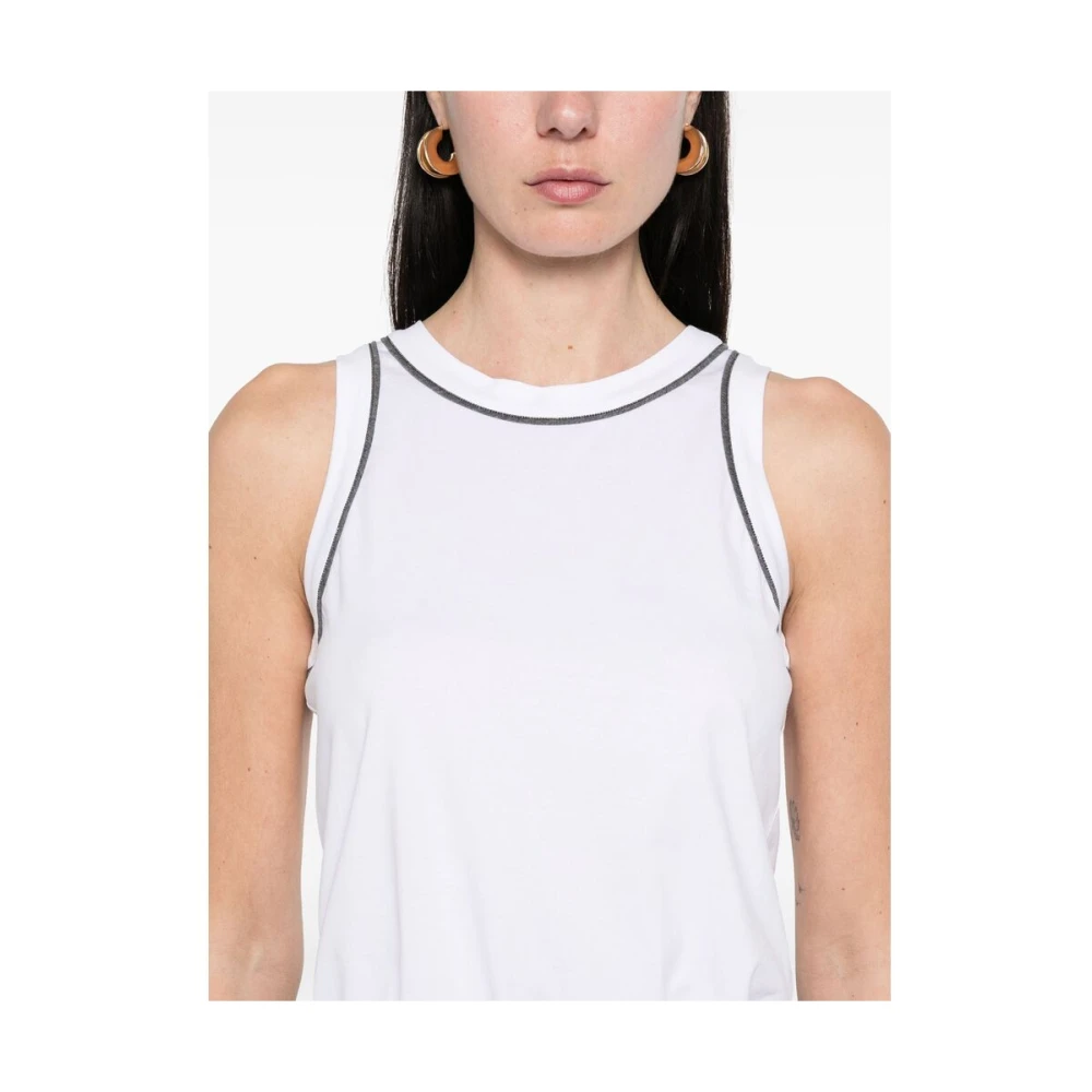 BRUNELLO CUCINELLI Witte Mouwloze Top met Ronde Hals White Dames