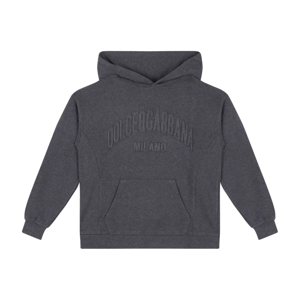 Dolce & Gabbana Unisex Grey Embroidered-Logo Hoodie In Melange