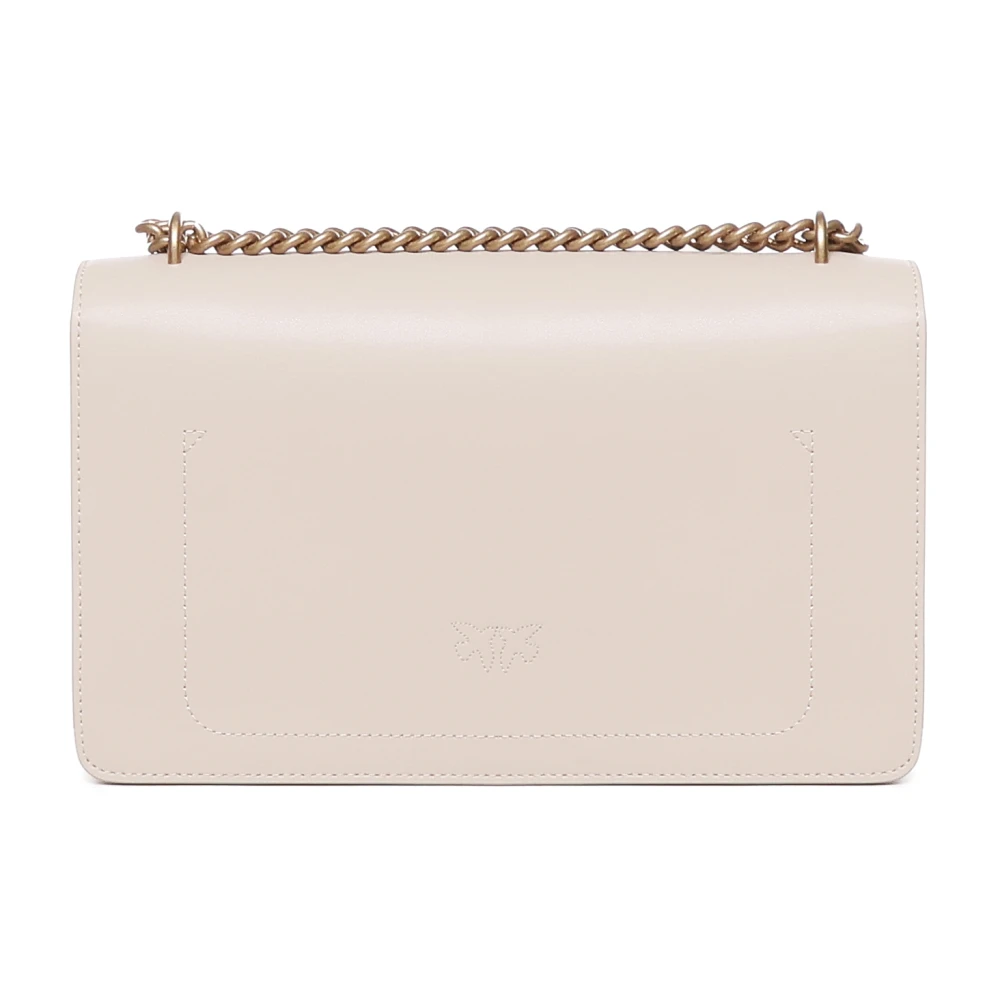 pinko Beige Leren Schoudertas Love Birds Beige Dames