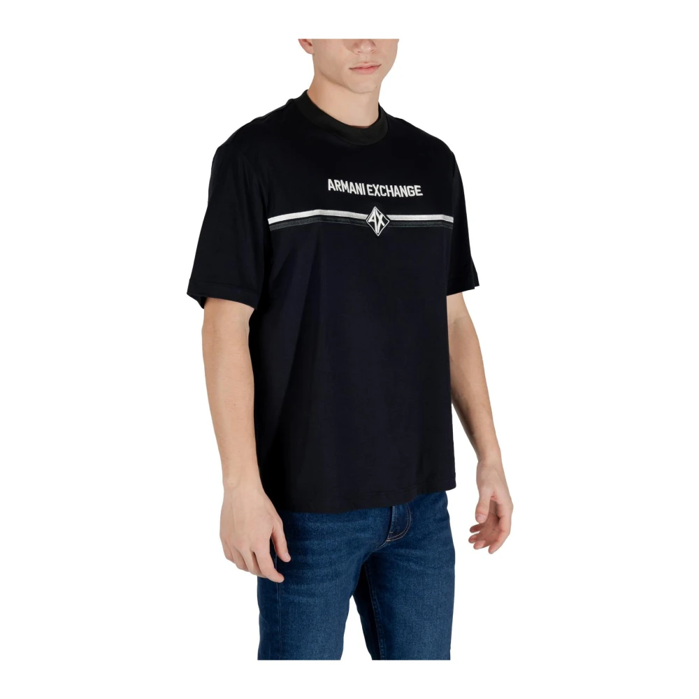 Armani Exchange Blauw Rondhals T-Shirt van Katoen Blue Heren