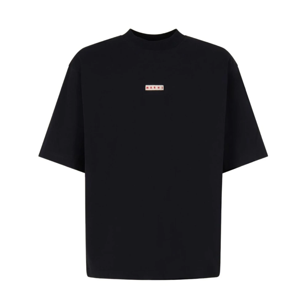 Marni Men's Black T-Shirts, M, Logo Print Cotton T-Shirt