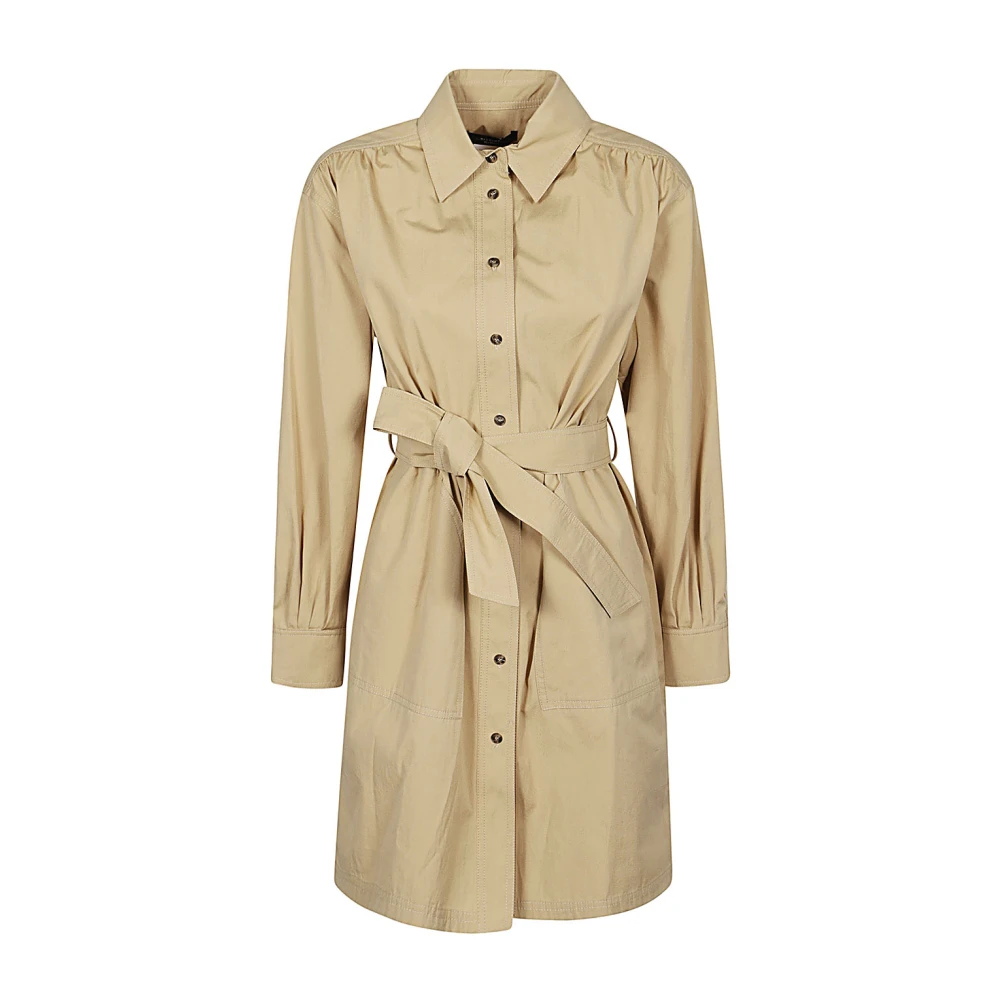 Max Mara Weekend Beige Katoenen Knielange Overhemdjurk Beige Dames