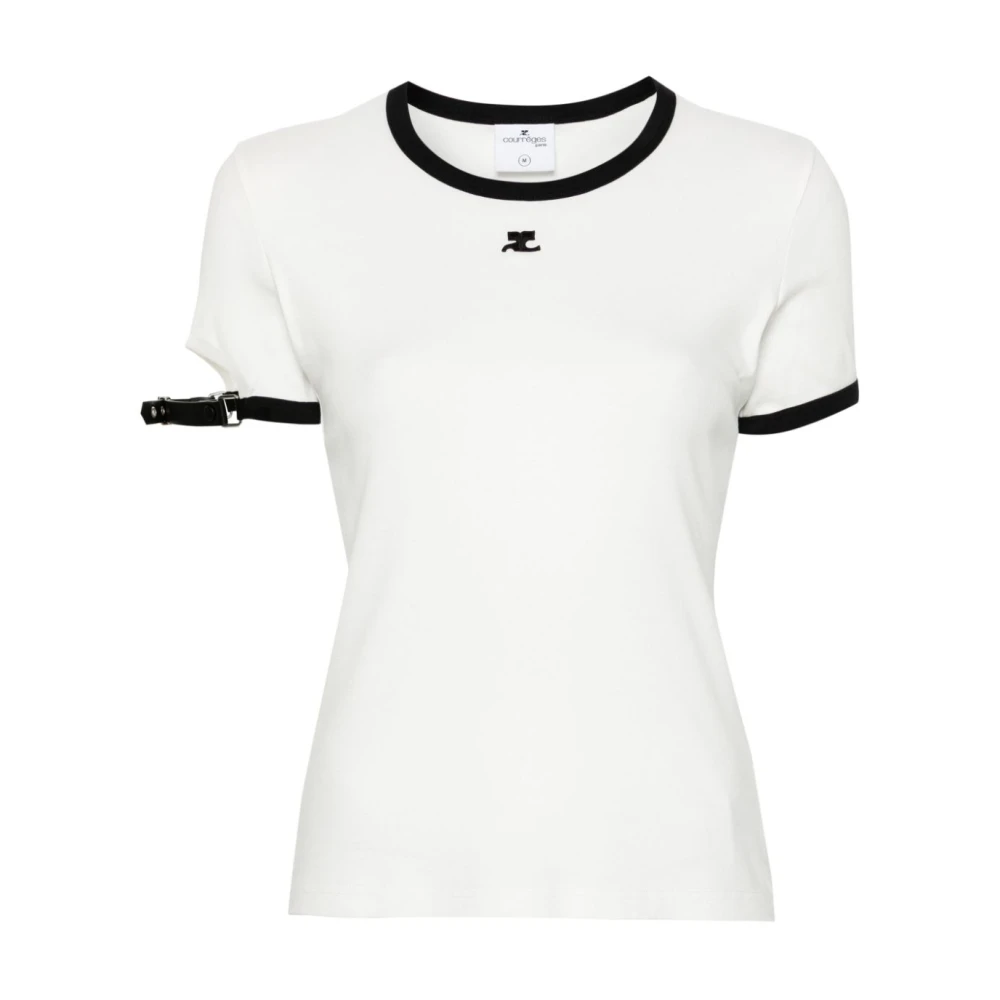 Courrèges Wit Katoenen Jersey T-shirt met Logo Patch White Dames