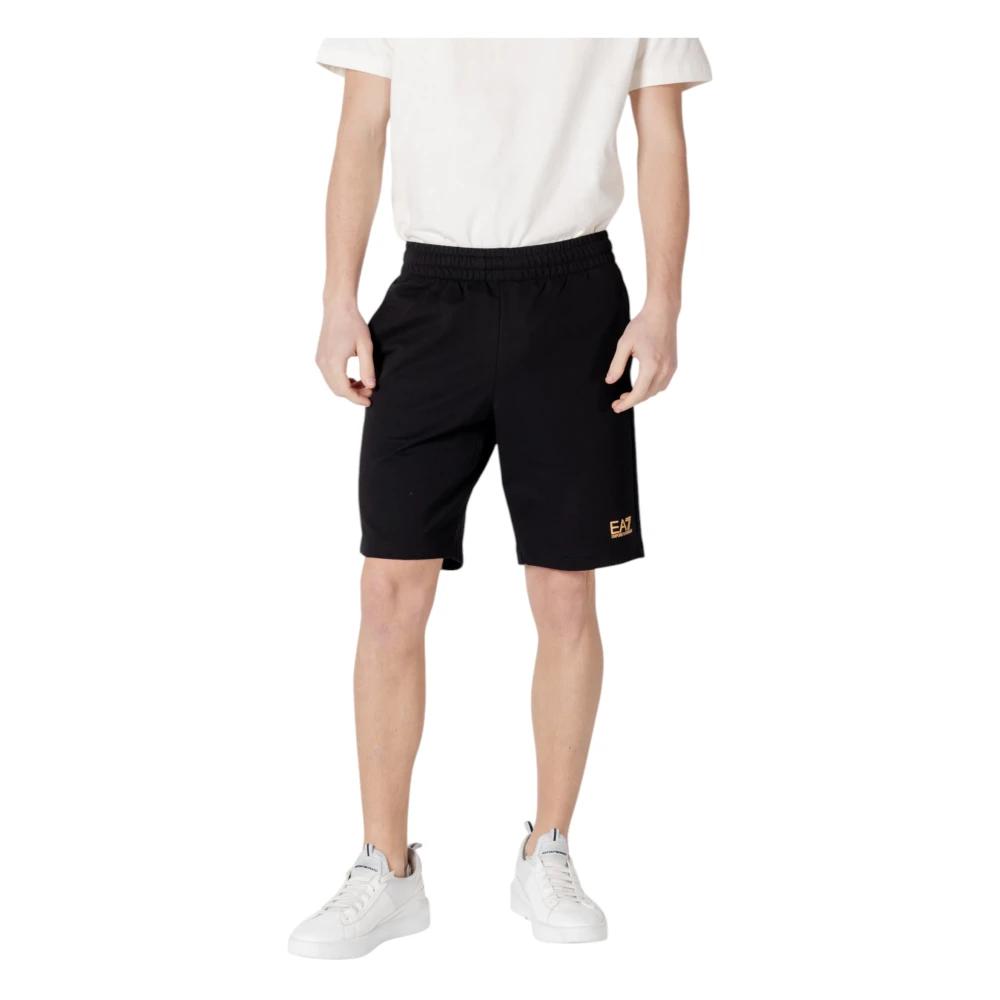 Emporio Armani Ea7 Men's Black Casual Shorts,, Cotton Shorts With Front Pockets Medium