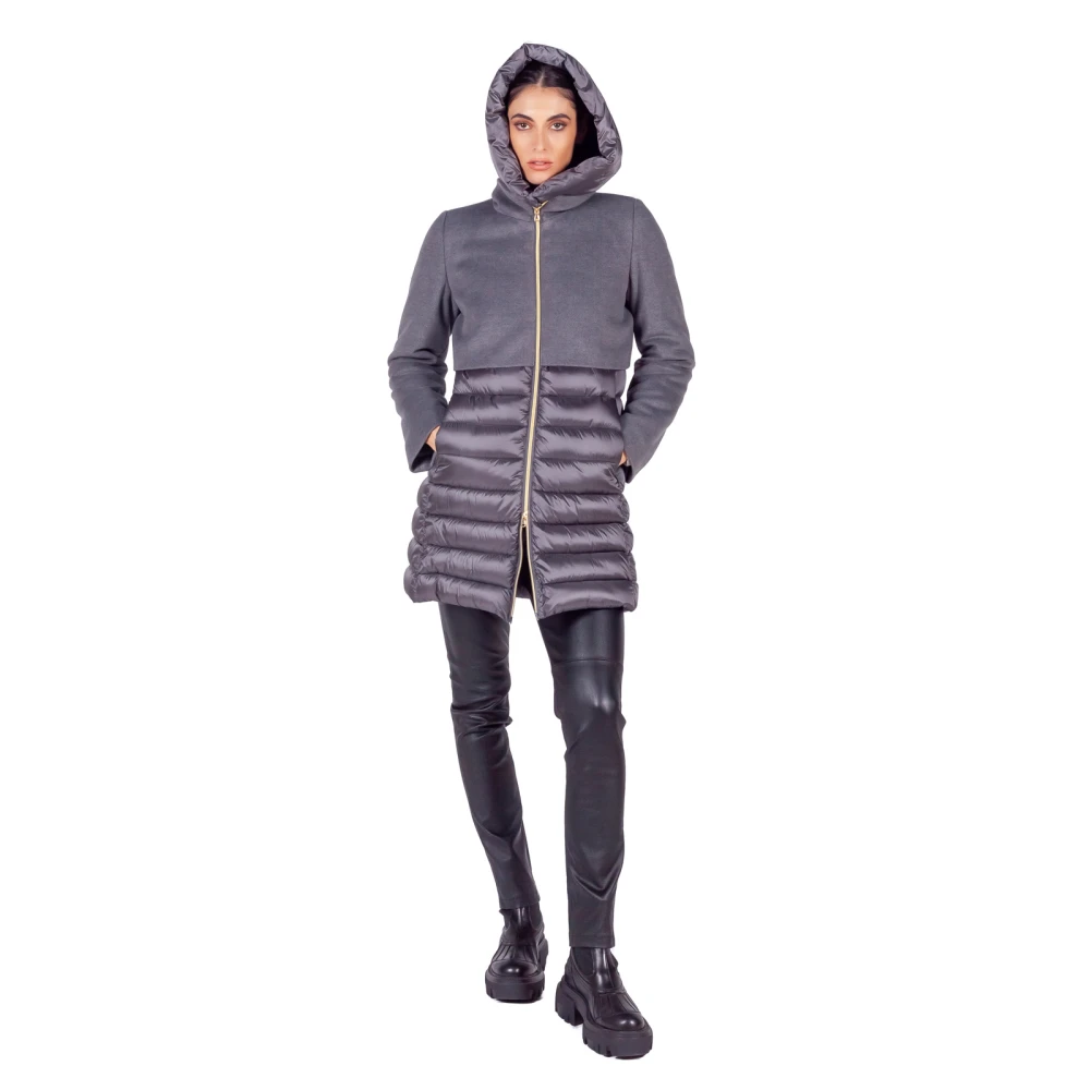 Emme DI Marella Grijze Dubbellaagse Gewatteerde Pufferjas Gray Dames