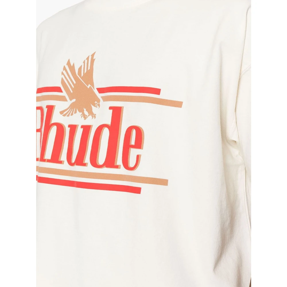 Rhude Witte Katoenen T-shirt met Logo Print White Heren