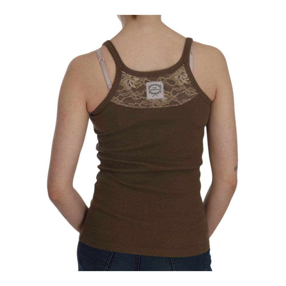Pink Memories Elegante Mouwloze Spaghetti Band Blouse Brown Dames