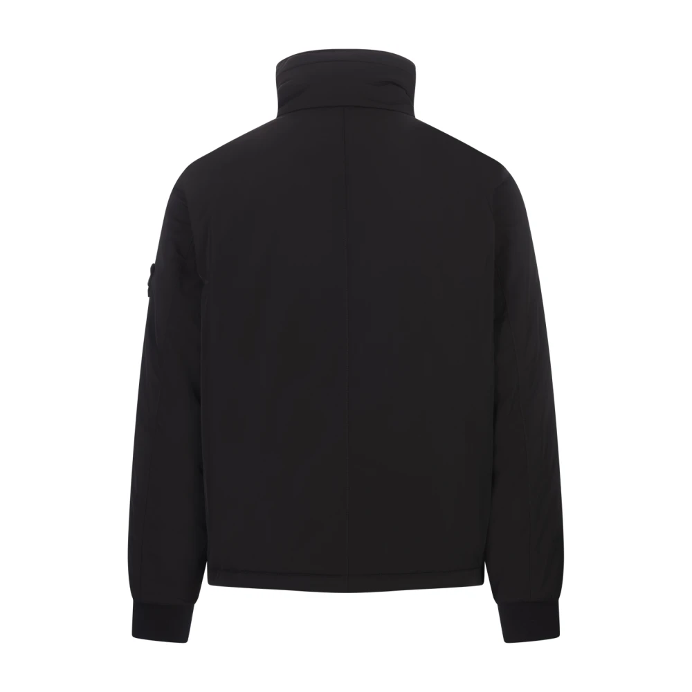 Stone Island Zwarte capuchon blouson polyester jas Black Heren