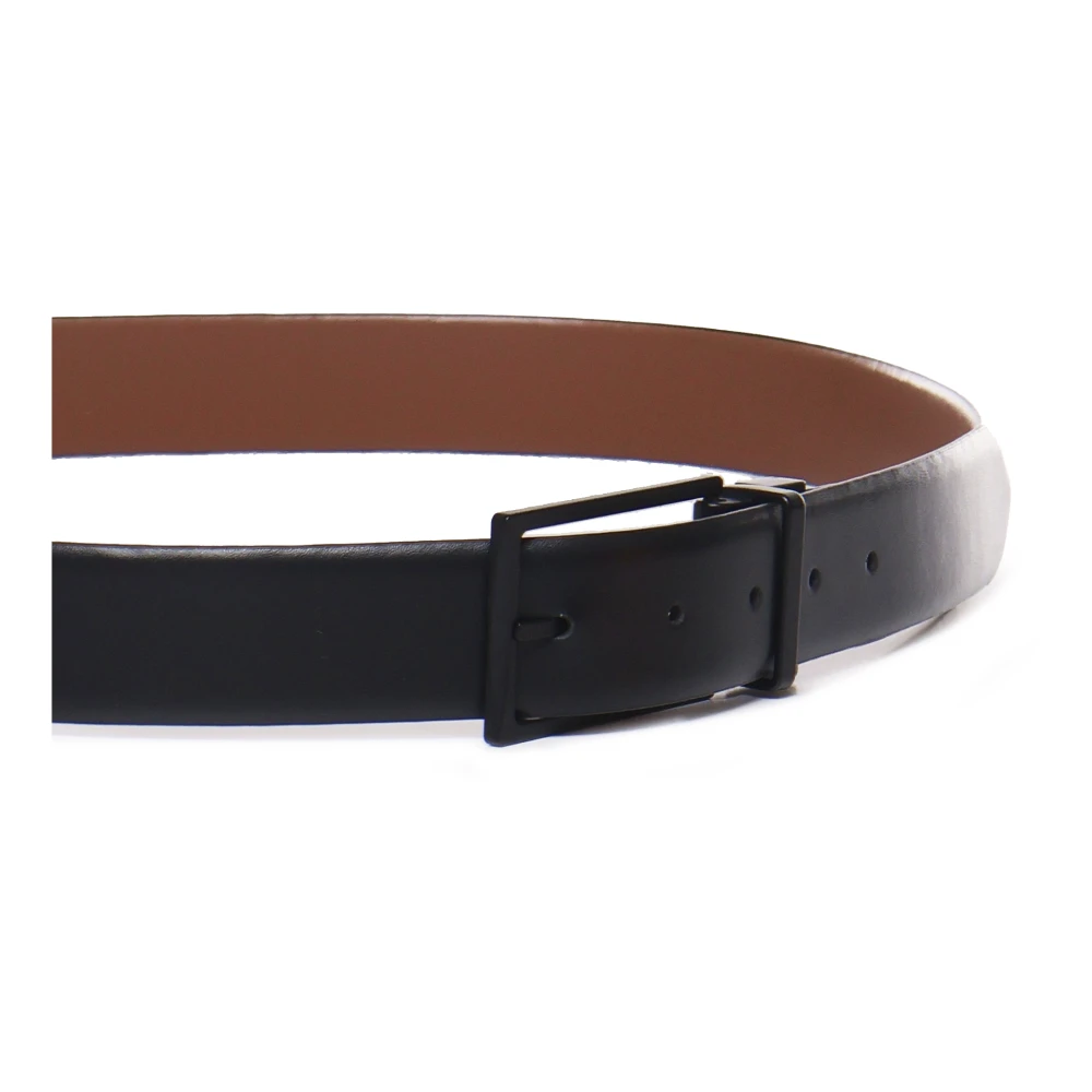 Calvin Klein Rechthoekige Metalen Gesp Leren Riemen Black Heren
