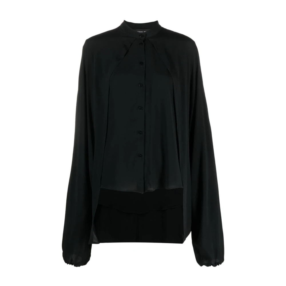 Federica Tosi Zwarte overhemd met asymmetrische zoom Black Dames