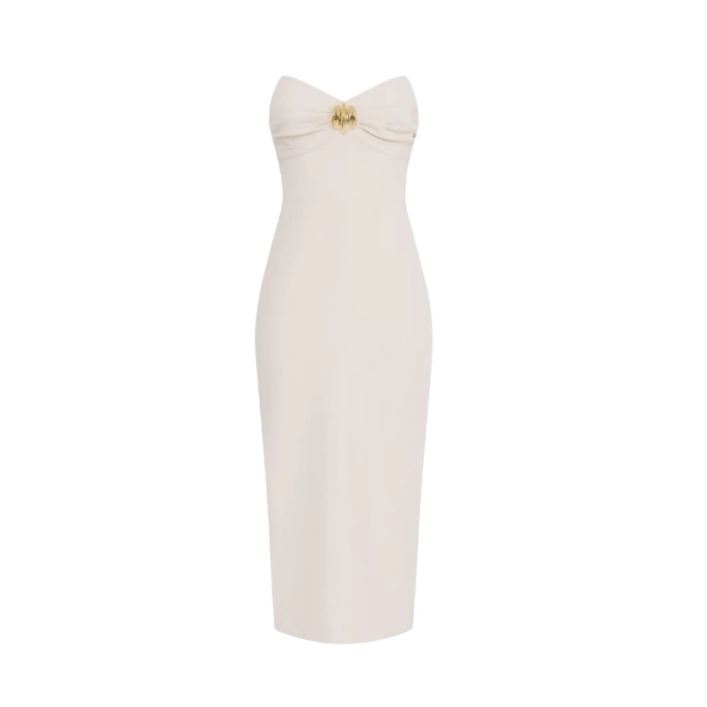 Elisabetta Franchi Vloeibare crêpe jurk met schedelijn Beige Dames