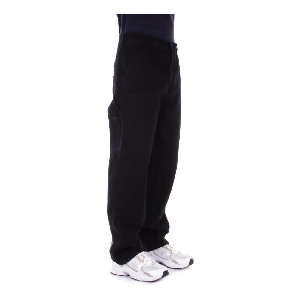 Carhartt WIP Logo Jeans met knoopsluiting Black Heren