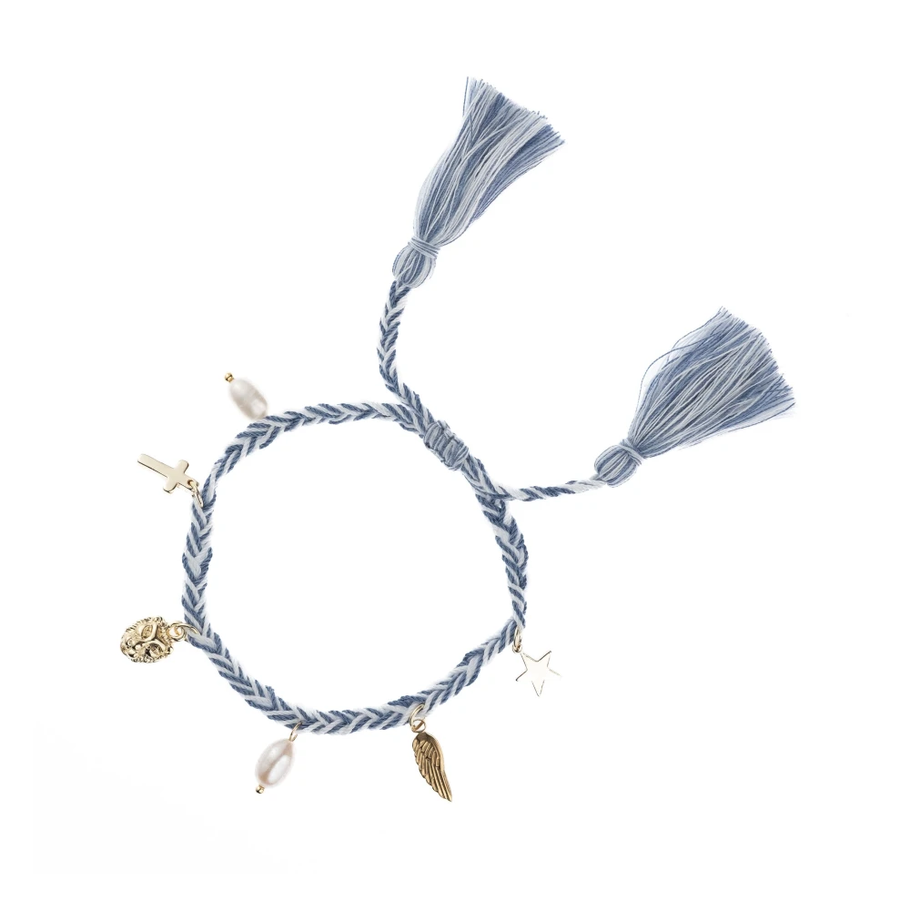Woven Friendship Bracelet W/Charms 501 Blue