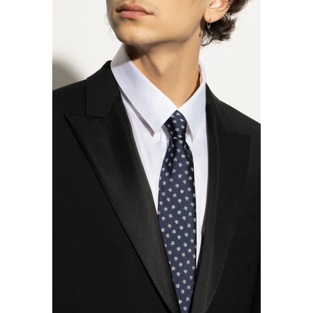 Giorgio Armani Zijden stropdas met schildpadmotief Blue Heren