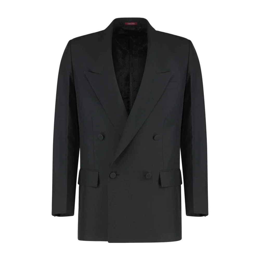 Gucci Svart Double-Breasted Wool Blazer
