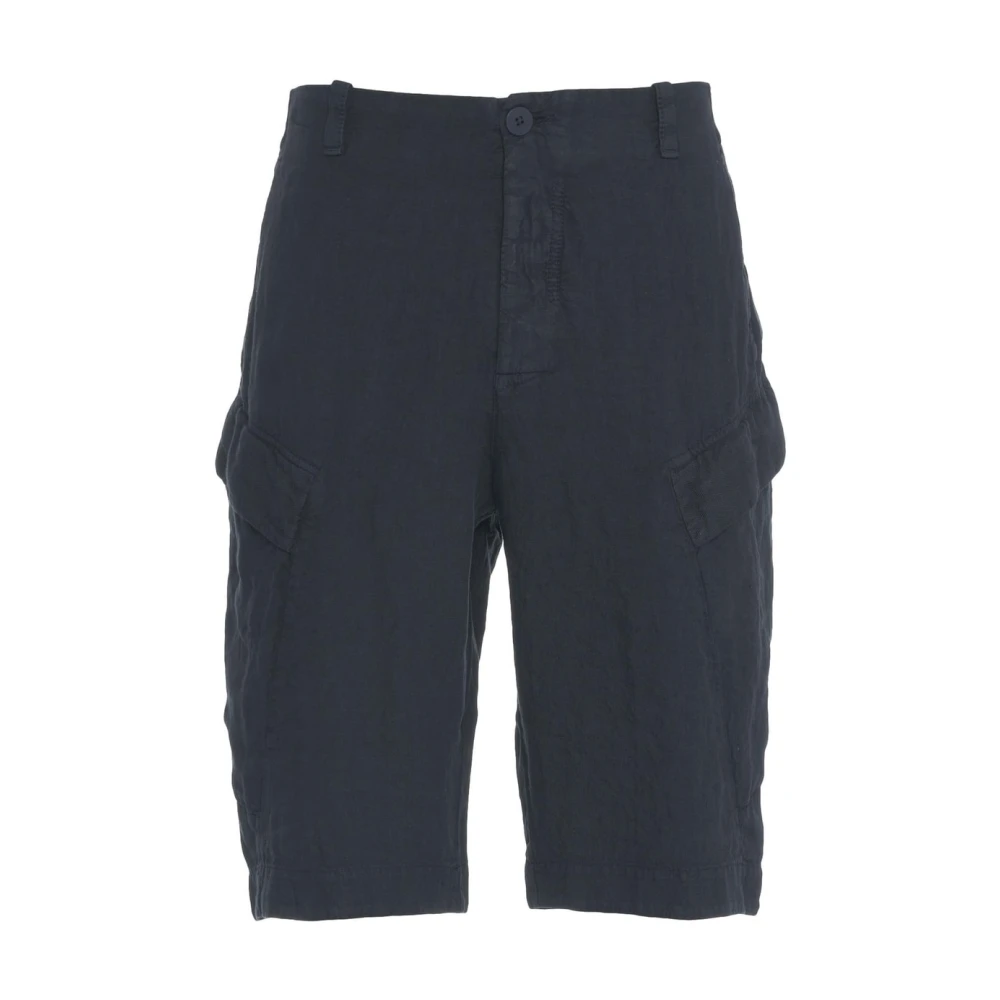 Transit Blauwe Linnen Cargoshorts Stijlvol Model Blue Heren