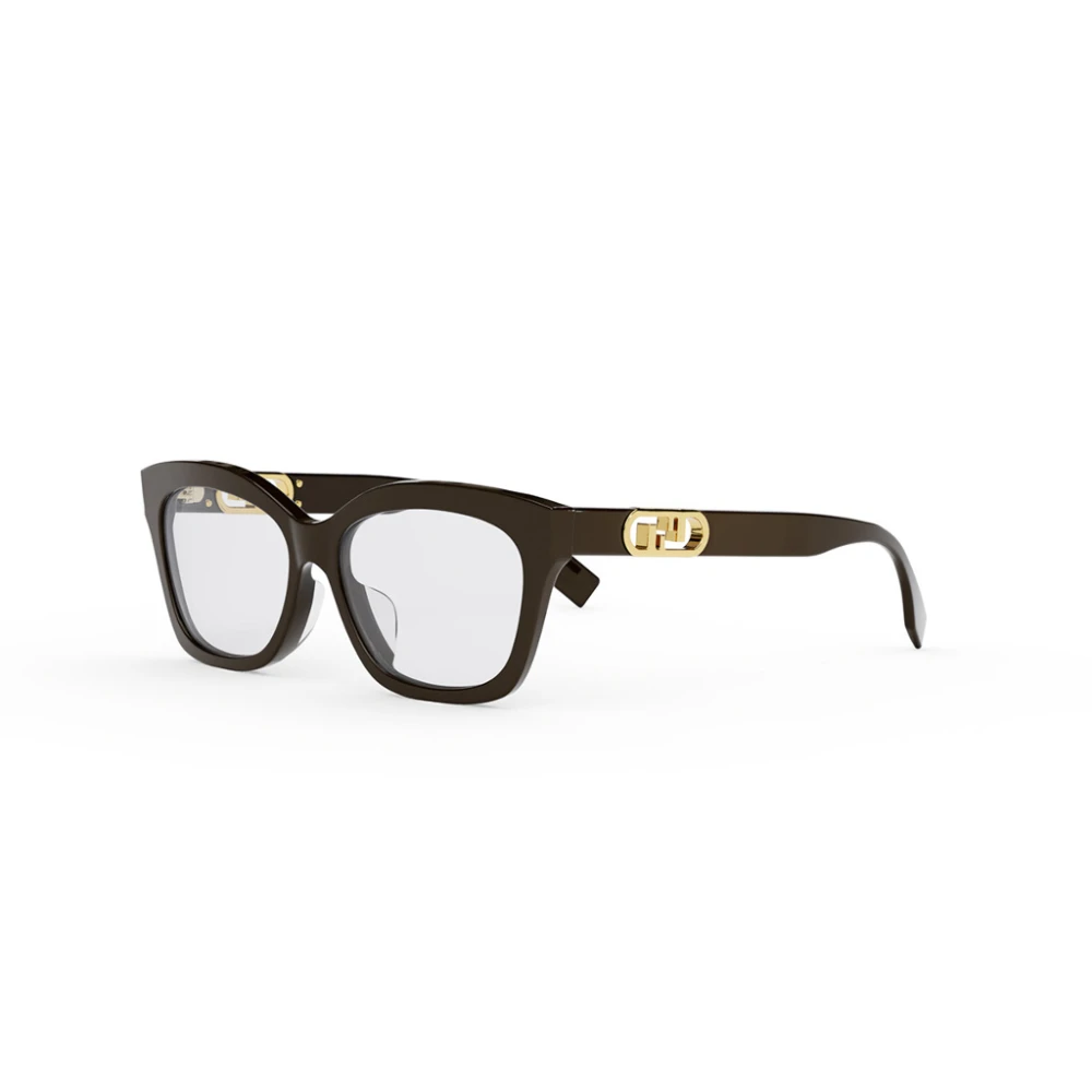 Fendi Vierkante acetaat zonnebril met gouden FF-logo Brown Unisex