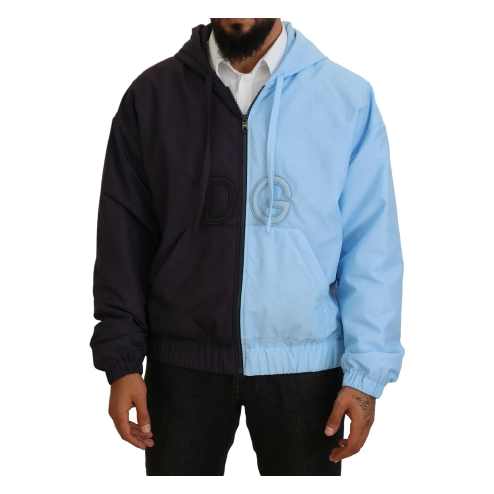 Dolce & Gabbana Men's Blue Hooded Full Zip Jacket