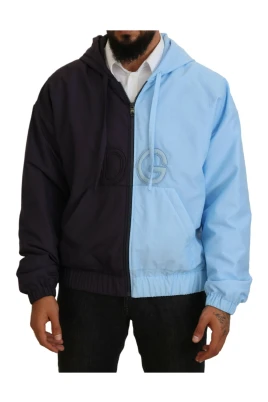 Blå Huva Full Zip Herrjacka